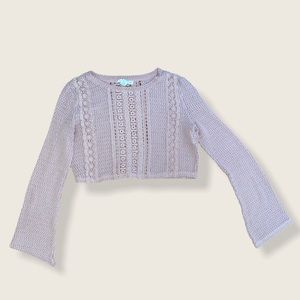 Baby pink knitted bell sleeved crop top